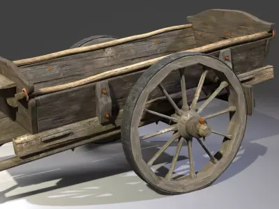 Wood cart Low-poly 3D model