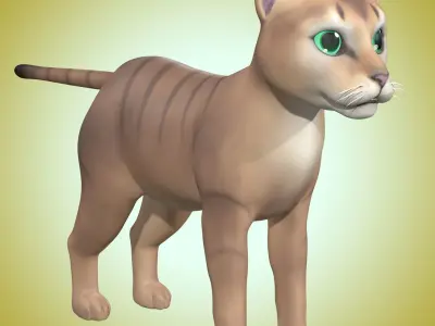 Cartoon Stylized Cat Low-poly 3D model