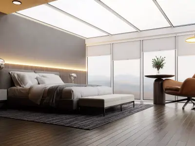 Photorealistic bedroom in native blend file by-VIZFROMBLENDER 3D model