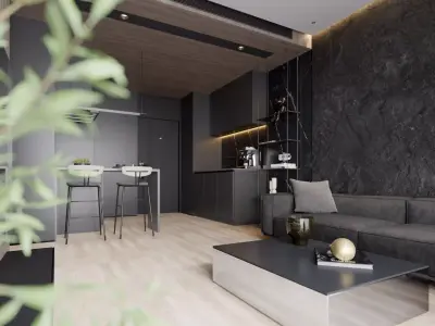 Modern living room dining room interior scenes 263 3D model