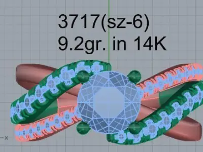 Round Diamond Twisted Ring 3716 3D print model