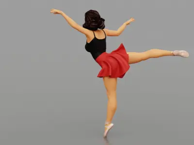 Beautiful Graceful Ballerina Girl Ballet Pose 3D print model