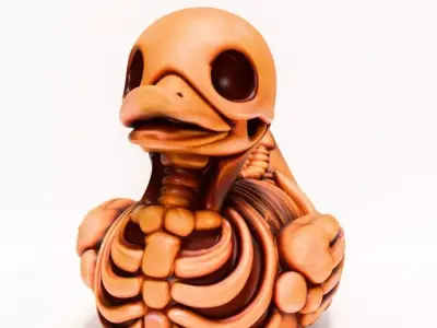 Duck Minimalist Skeletal toy 3D print model