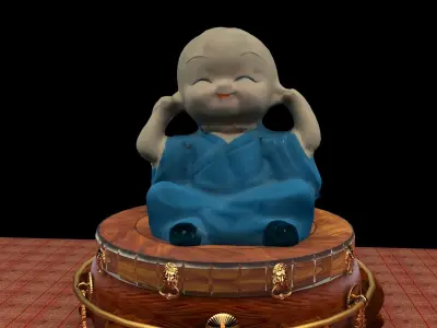 Chinese with display stand  with blue monk kid 3D model