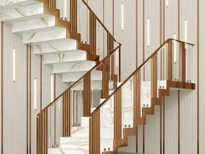 Modern luxury staircase 2 3D model