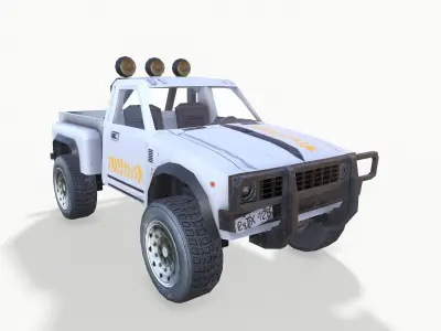 PickUp White Low-poly 3D model
