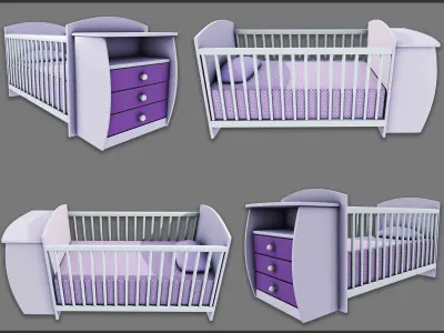 Cribs Furniture Low-poly 3D model