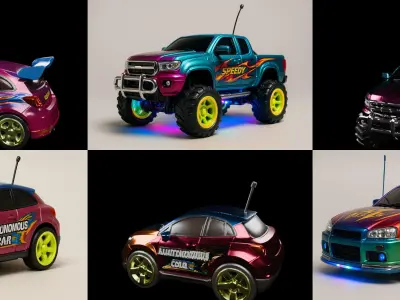 Controled Car bundle 14 pack 100 glb 3D model