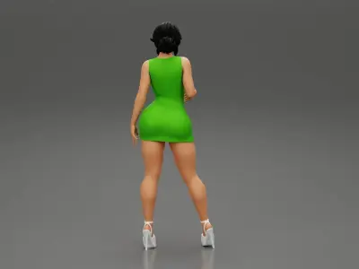 Young sexy woman in mini dress 3D print model