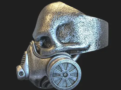   Skull ring jewelry with mask for bikers vol1 3D print model