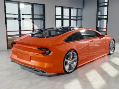 BLENDER EEVEE Brandless Mid Size 2 door coupe Low-poly 3D model