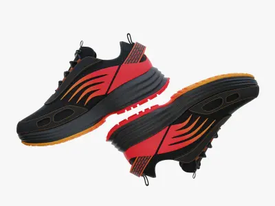 Sneakers with flames Low-poly 3D model