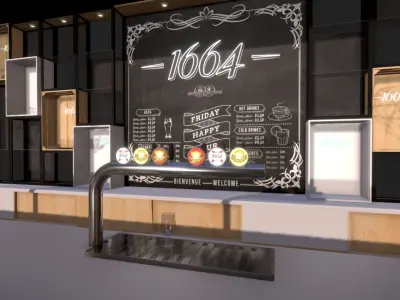 Bar restaurant interior design architecture Low-poly 3D model