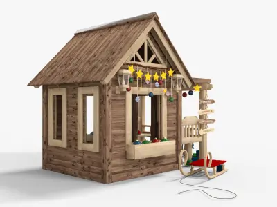Winter Feeling Wood House For Christmas Low-poly 3D model