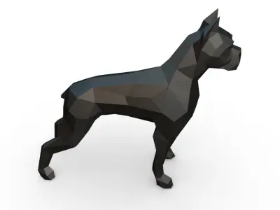 boxer dog low poly 3D print model