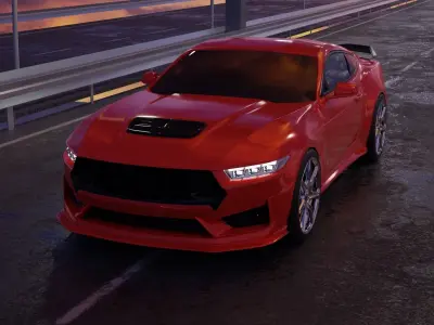 Ford Mustang 2024 Game Ready Low-poly 3D model
