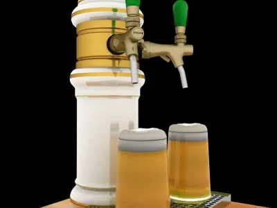 Chinese beer tab and beer cup   3D model