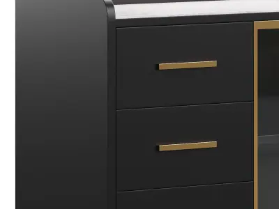 Modern Glass Door Wood Sideboard  3D model