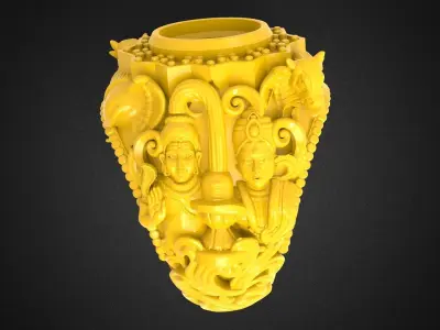 Mens Jewellery Fashion gold  Designer Lord Narasimha Ring 3D print model