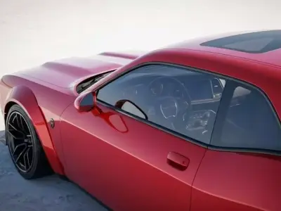 Powerful Red Dodge Challenger SRT Hellcat Low-poly 3D model