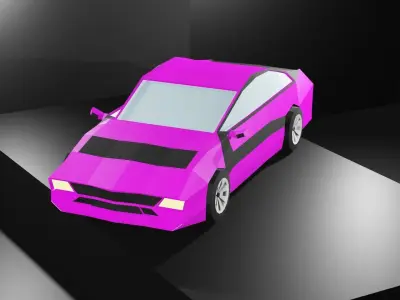 Lowpoly Sport Car - Neon Pink Low-poly 3D model