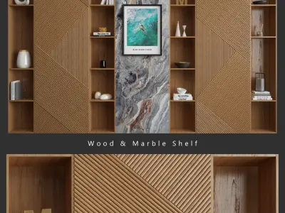 Wood and Marble Shelf  3D model