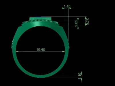 Mens Stone Ring 3D print model