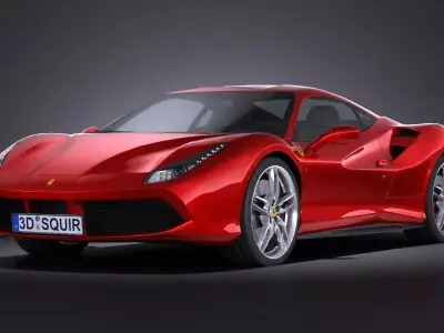 HQ LowPoly Ferrari 488 GTB 2016 Low-poly 3D model