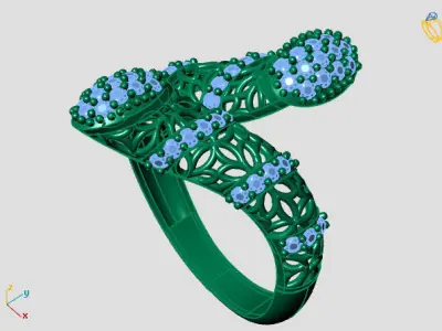 Two Head Women Ring 3DM Womens Ring 3d models 3D print model 3D print model 8