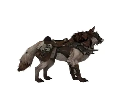 Armored Battle Wolf  Fantasy Creature Low-poly 3D model