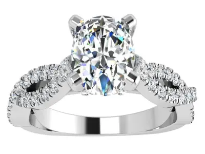 Oval Diamond Twisted Euro Shank Ring 4243 3D print model