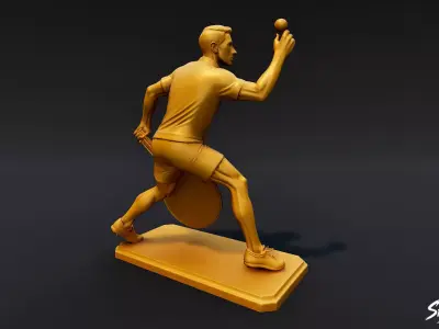Golden Table Tennis Statue Low-poly 3D model