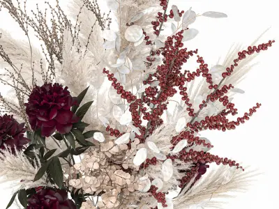Luxury bouquet of reeds pampas grass and dried flowers 235 3D model