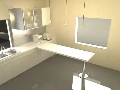 cuisine kitchen cabinet with two shelves Free low-poly 3D model