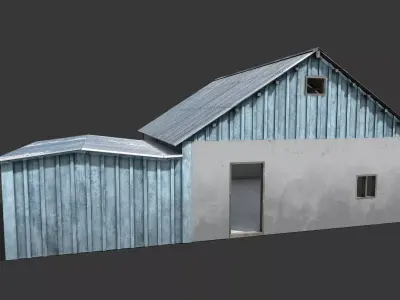 Blue House Low-poly 3D model