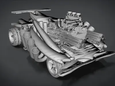 Red Spin Viper with interior and detail machine plus Gatling 3D model