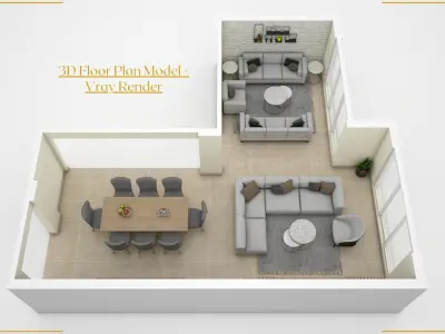 3D Floor Plan  with Interior Renders 3D model