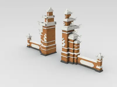 Gapura Wall Generic Balinese Entrance Wall 3D model