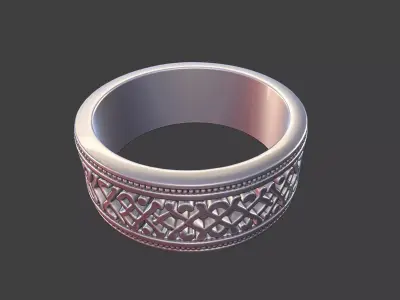 ornamental ring silver engraved band detailed mens ring 3D print model