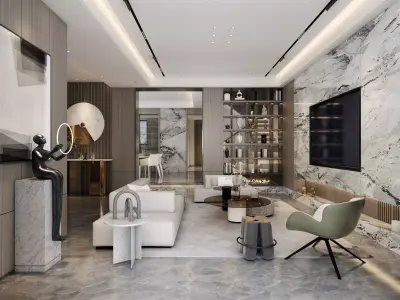 Modern Living Luxury Room 3D model