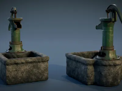 Stone Water Pump Trough Low-poly 3D model