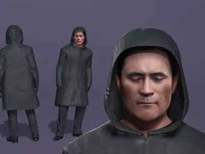 Realistic Lee Byung-hun Squid Game Boss in Trench Coat 3D Model  3D model