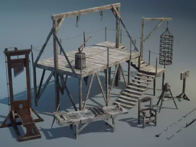 Medieval Torture Pack Low-poly 3D model