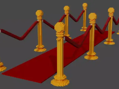 Voxel Golden Rope Barrier MagicaVoxel Free low-poly 3D model