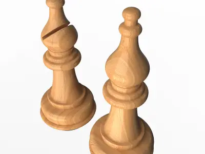 3D Wooden Chess Bishop Low-poly 3D model