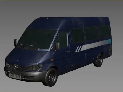 Lowpoly Mercedes Benz Sprinter Game Ready Delivery Van Vehicle Low-poly 3D model