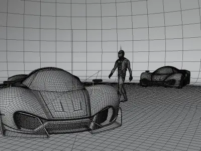 Car Studio Garage Low-poly 3D model
