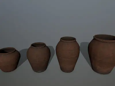 old vase set Low-poly 3D model