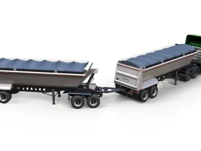 Peterbilt 377 dump trailer Low-poly 3D model