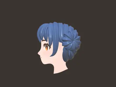 Double Buns Hair for girl 3D model